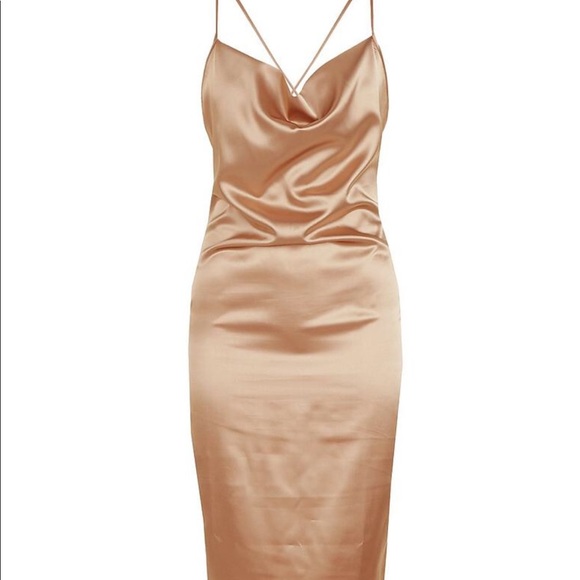 Boohoo Gold strappy silk dress - Picture 1 of 2